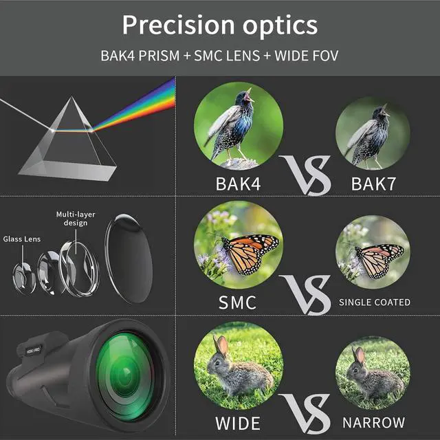 Alt view image 3 of 6 - Telescope 12X56 Outdoor Telescope with Smartphone Adapter for Stargazing, Birdwatching, Hunting, Dust-Proof Waterproof HD Monocular for adults with Phone Holder and Sturdy Tripod By hd360pro
