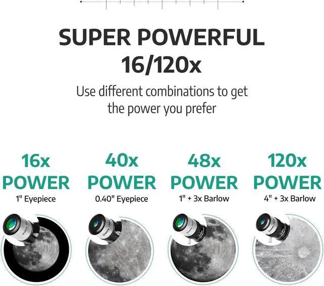 Alt view image 3 of 7 - 16x-120x Refractor Telescope - Easy to Use Astronomical Telescope for Adults and Kids - Ideal for Stargazing for Kids and Beginners - Perfect for Observing Planets and Stars