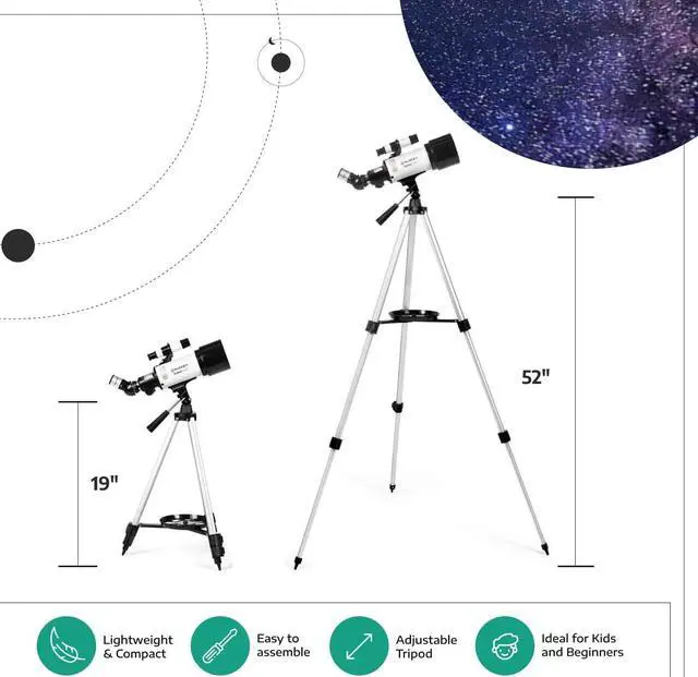 Alt view image 4 of 7 - 16x-120x Refractor Telescope - Easy to Use Astronomical Telescope for Adults and Kids - Ideal for Stargazing for Kids and Beginners - Perfect for Observing Planets and Stars