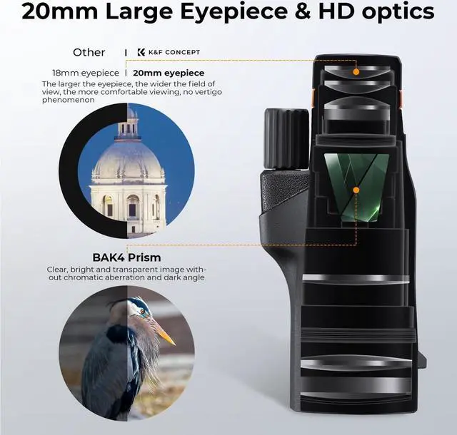 Alt view image 4 of 7 - 80x100 Monocular-Telescope for Adults IP68 Waterproof High Powered with Smartphone Adapter & Tripod, with BAK4 Prism and FMC Lens, for for Bird Watching Hunting Hiking Camping Travelling