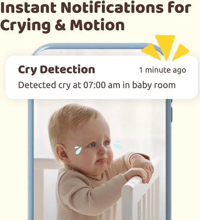 Alt view image 3 of 7 - Peekababy Baby Camera Monitor Video - Baby Monitor with Camera and Audio, 5" Display, 2-Way Talk, 4 in 1 Bracket Meets The Needs in All Scenarios, Smart Phone App, Cry Detection