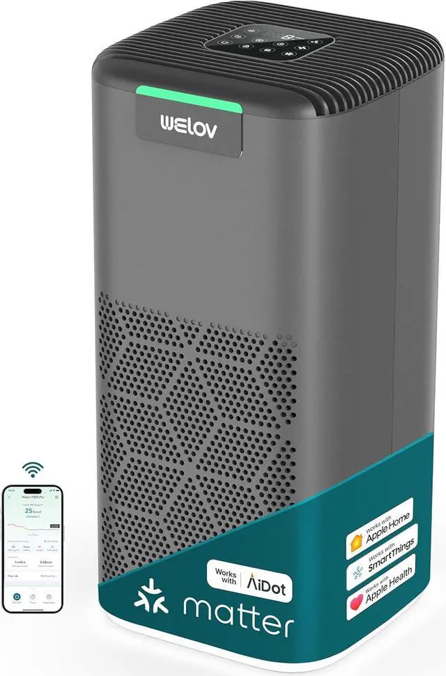 Main image of World's 1st Matter Smart Air Purifier, Air Purifiers for Home Covers 1570 Ft², 99.997% Filtration Efficiency of Particles 0.1-0.3 m, H13 True HEPA PM2.5 Monitor, Sleep Mode, Dimmable Lighting