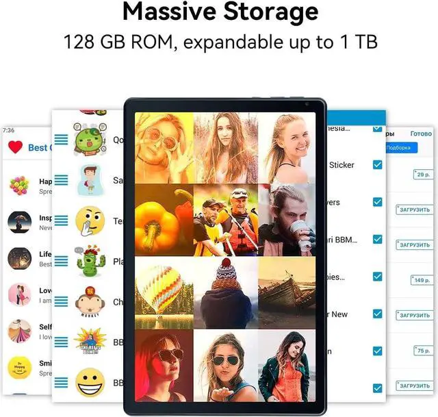 Alt view image 6 of 7 - Android Tablet, 10.1 inch Tablets with 1280 * 800 IPS HD Touchscreen, Octa-Core Processor, 10GB RAM 128GB ROM, 1TB TF Card Expandable, 5G/2.4G WiFi, BT 5.0,Dual Camera, 2024 US Version