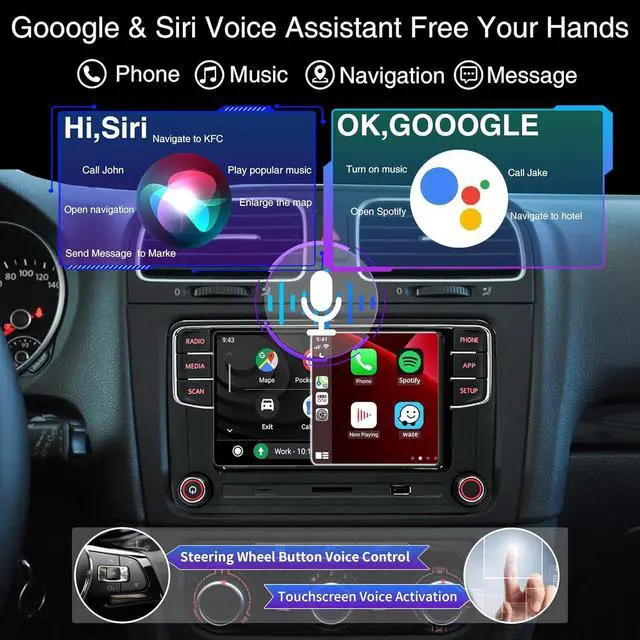 Alt view image 4 of 7 - Car Stereo Radio RCD360 PRO3S Wireless Carplay Android Auto OPS Bluetooth USB SD FM/AM 6.5inch Touchscreen for Golf MK5 MK5 Passat Jetta Polo EOS CC (Backup Camera Function Deactivated)