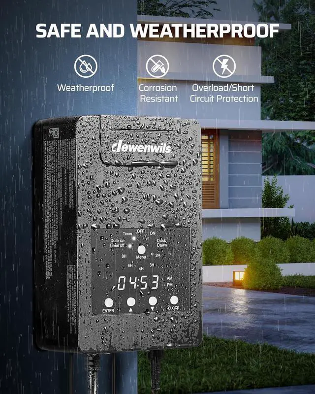 Alt view image 4 of 7 - 120W Low Voltage Transformer with Photocell Sensor & Timer, 120V AC to 12V DC, Weatherproof Landscape Lighting Transformer for Spotlights, Garden Lights, Steplight, Billboard