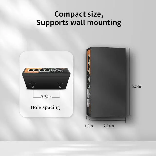 Alt view image 7 of 7 - 6-Port 2.5G Switch Unmanaged, 4 x 2.5GBASE-T Ports & 2 x 10GBASE-T SFP Slots, 60Gbps Switching Capacity, Plug & Play/Wall Mountable/Fanless Metal, Compatible with 1000Mbps Devices