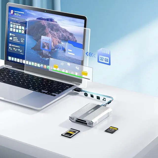 Alt view image 5 of 7 - 4 in 1 CFexpress Type B Card Reader - SD4.0 UHS-II & Micro SD Card Reader with USB-A Hub 10Gbps USB 3.2 Gen 2 CFexpress Adapter for CFexpress Type B/SD UHS-II/Micro SD 3.0/SDHC/SDXC/SDUC