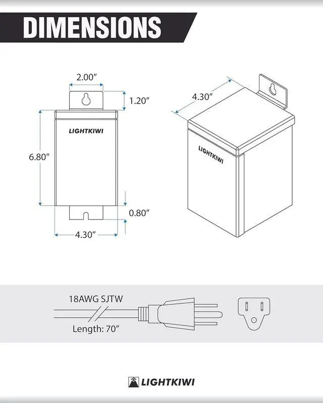 Alt view image 6 of 7 - U2184 75W Outdoor Low Voltage Landscape Lighting Transformer 120V AC to (12V-15V AC) Multi-Tap - Weatherproof for Pathway Lights, Spotlight and Pool/Spa Lightings - ETL Listed