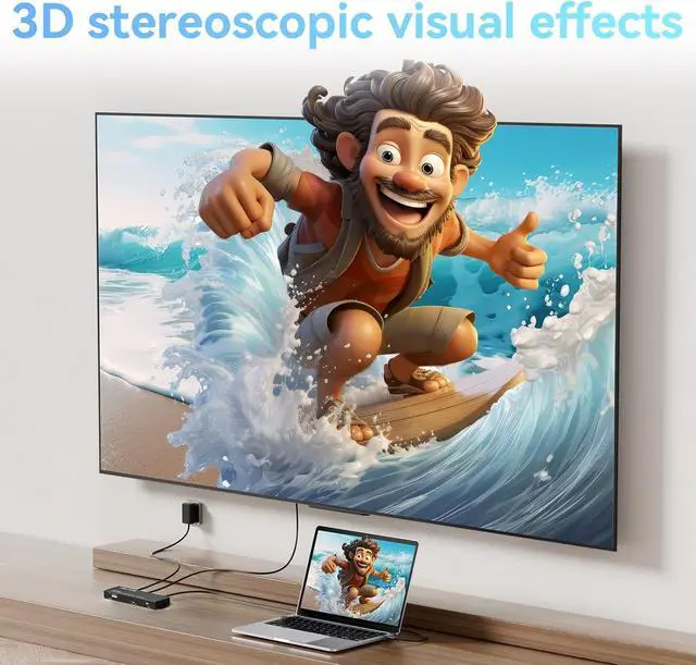 Alt view image 4 of 7 - HDMI Splitter 1 in 8 Out, 8 Port HDMI Splitter Support 4K@60Hz 4:4:4 8-bit Duplicate/Mirror, HDMI 2.0, 18 Gbps, EDID, HDCP, 3D Video Play