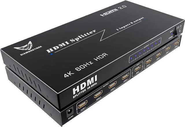 Main image of 8 Port HDMI Splitter - Ultra HD 4K HDMI Splitter 1 in 8 Out, HDMI 2.0, HDCP 2.0, EDID, 18 Gbps 4K@60Hz 8 Way Outputs, Auto Scaling, 3D Audio Video Sync, Extra Long Distance (1x8)