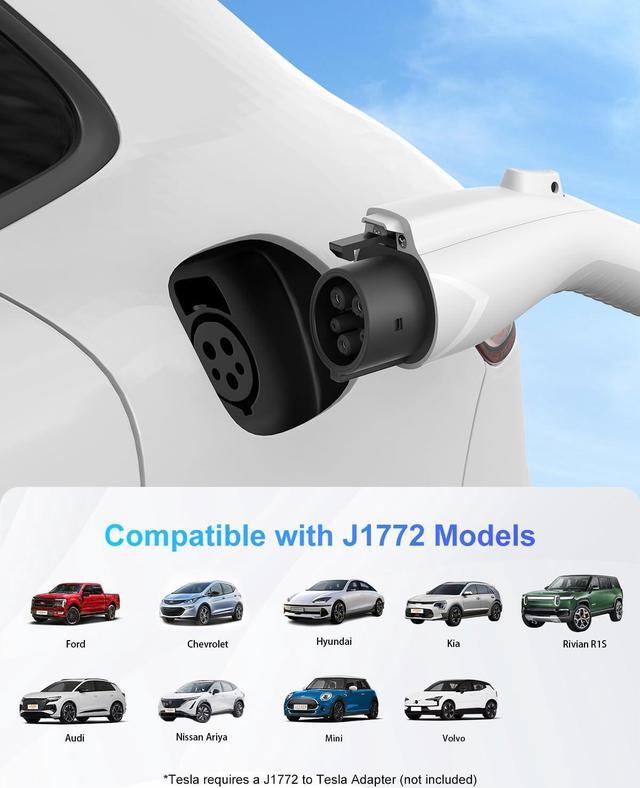 Alt view image 6 of 7 - Level 1 LEVEL2 EV Charger 16A Amp 110V-240V 25ft Portable Electric Vehicle Charging Station with NEMA 6-20 Plug, 5-15 Adapter for J1772 Electric Cars