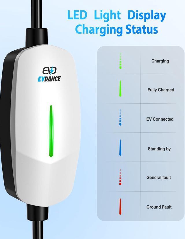 Alt view image 5 of 7 - Level 1 LEVEL2 EV Charger 16A Amp 110V-240V 25ft Portable Electric Vehicle Charging Station with NEMA 6-20 Plug, 5-15 Adapter for J1772 Electric Cars