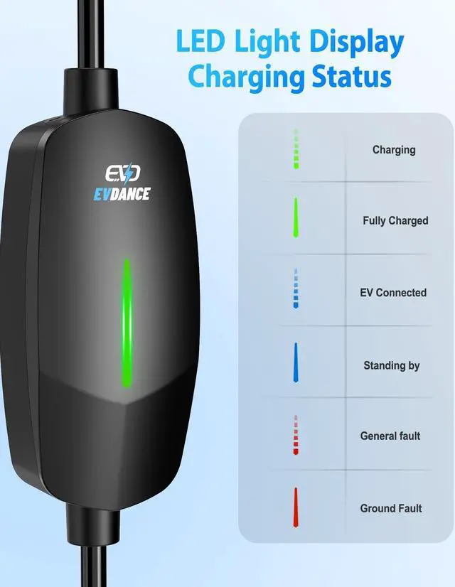Alt view image 5 of 7 - Level 1&2 EV Charger, Electric Vehicle Portable Charger with 25FT Cable, Home EV Charging Station for J1772 Electric Cars, 16Amp 110V-240V, NEMA 6-20 & NEMA 5-15 Plug