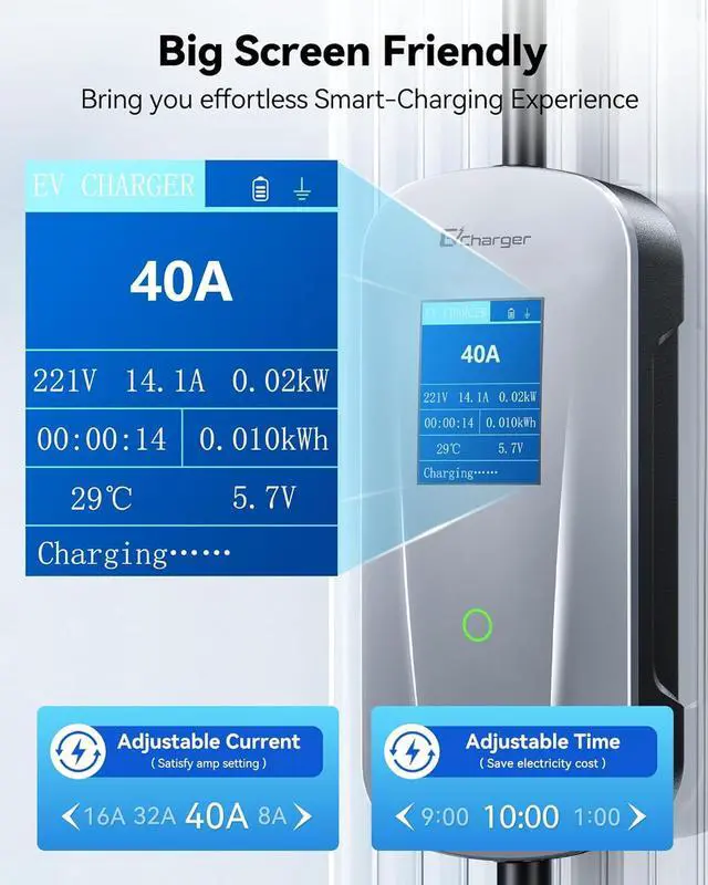 Alt view image 4 of 7 - Level 2 EV Charger [40Amp, 240V, NEMA 14-50P] Portable Electric Vehicle Charging Stations with J1772 Connector and 25 ft Cable, Works with All J1772 EVs, for Home and Outdoor