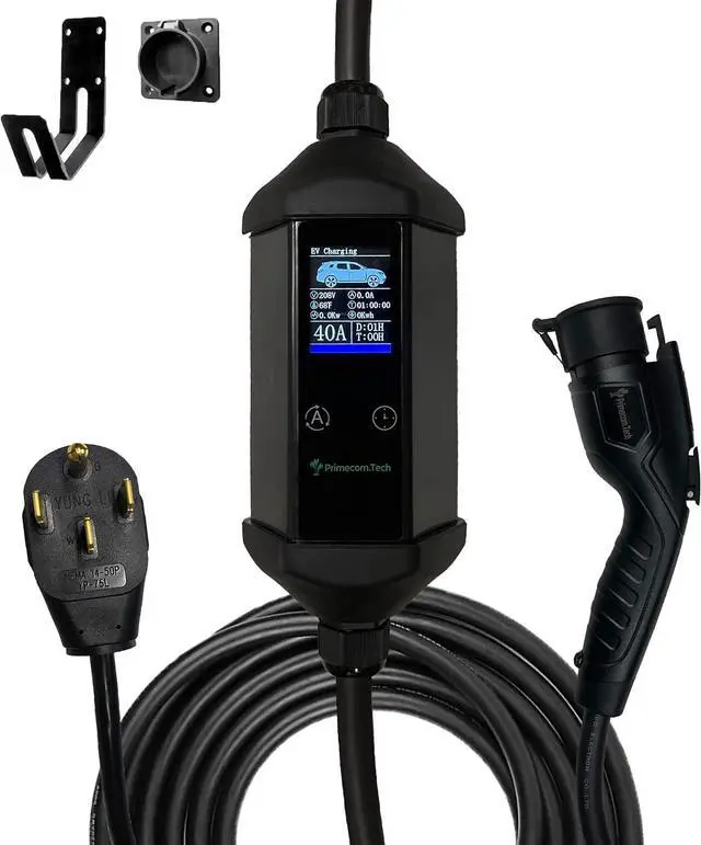 Main image of 40Amp Primecom Level 2, Electric Vehicle (EV) Charger, (240V, 32A/40A), NEMA 14-50 Electric Car Charger, 30 feet, 40 feet, and 50 Feet Lengths for TESLA Level2 EV Charger (40, 40Amp) for Tesla