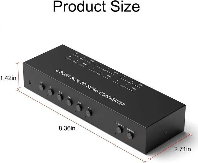 Alt view image 3 of 6 - RCA to HDMI Converter (6Port RCA to HDMI Converter)