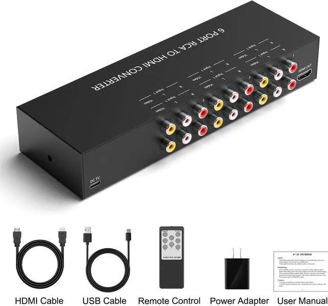 Alt view image 6 of 6 - RCA to HDMI Converter (6Port RCA to HDMI Converter)