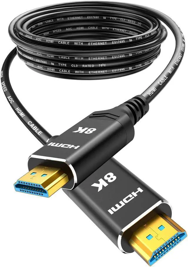 Main image of 8K 4K 120HZ 50 FT HDMI Cable Fiber Optic, in-Wall CL3 Rated Long HDMI 2.1 48Gbps Ultra High Speed [8K@60Hz] Dynamic HDR/eARC/HDCP 2.2&2.3/3D, Compatible for Desktop GPUs 30&40 Series