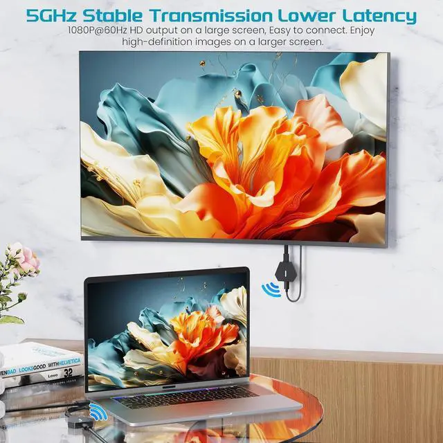 Alt view image 4 of 7 - Wireless HDMI Transmitter and Receiver with USB C to HDMI Adapter 1080P@60Hz (165Ft) 5G Wireless HDMI Adapter Kit for PC, Laptop,Switch,TV Box, to TV, Monitor, Projector Black