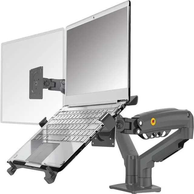 Main image of NB North Bayou Laptop Mount with Adjustable Tray for 10-17Notebook, Full Motion Arm with VESA Plate for 17-30Monitor,Clamp-on Grommet Mounting F160-FP (Black)