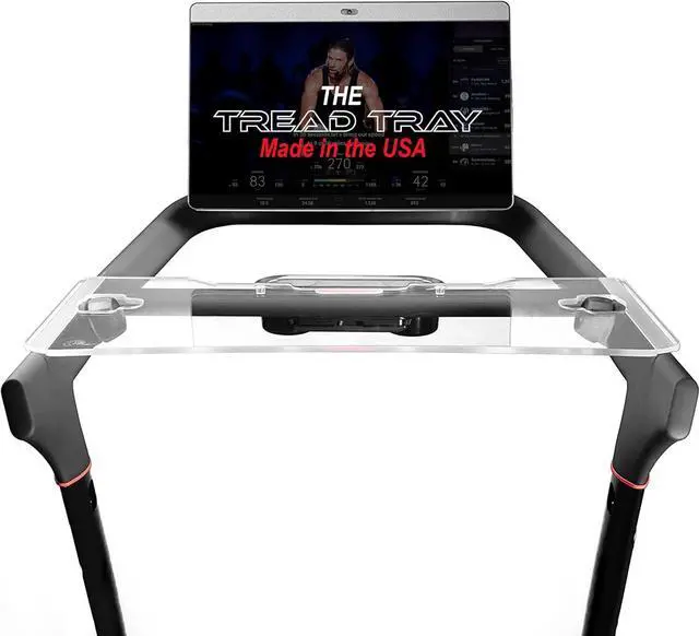 Main image of TFD The Tread Tray 2.0 | Compatible with Peloton Tread (Does NOT FIT Tread Plus), Made in USA | Walking Desk Attachment Holder for Laptop, Tablet, Phone, & Book (Clear)