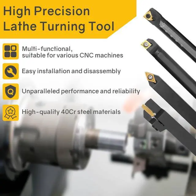 Alt view image 7 of 7 - Lathe Turning Tool 21Pcs Kit 5/8'' 16mm Shank 7 Pcs Metal Lathe Tool Holder Set with 14 Pcs Turning Inserts for Turning Grooving Threading Boring Carbide Inserts Carbide Turning Tool