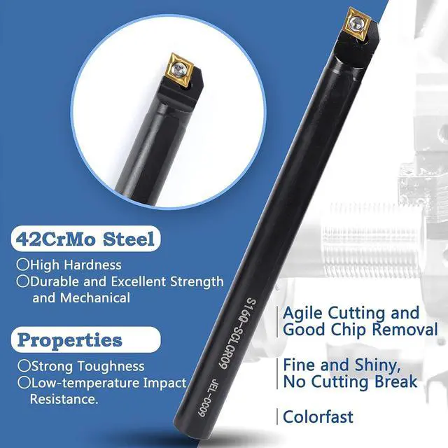 Alt view image 3 of 7 - Lathe Threading Tool-Bit Set 21pcs - 7pcs 5/8" Turning Holder Boring Bars / 14pcs Indexable Carbide Inserts Golden CCMT09T304 DCMT11T304 16IR A60 16ER AG60 MGMN30