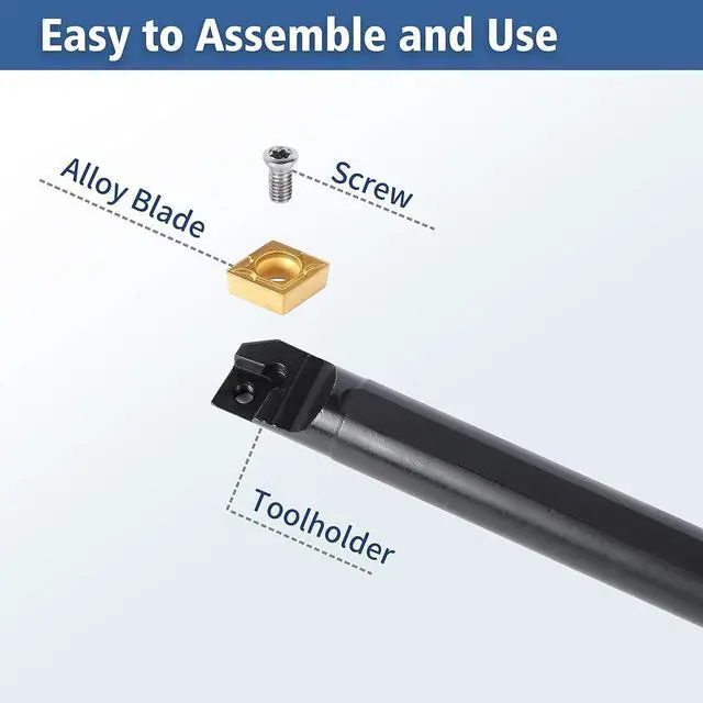 Alt view image 4 of 7 - Lathe Threading Tool-Bit Set 21pcs - 7pcs 5/8" Turning Holder Boring Bars / 14pcs Indexable Carbide Inserts Golden CCMT09T304 DCMT11T304 16IR A60 16ER AG60 MGMN30