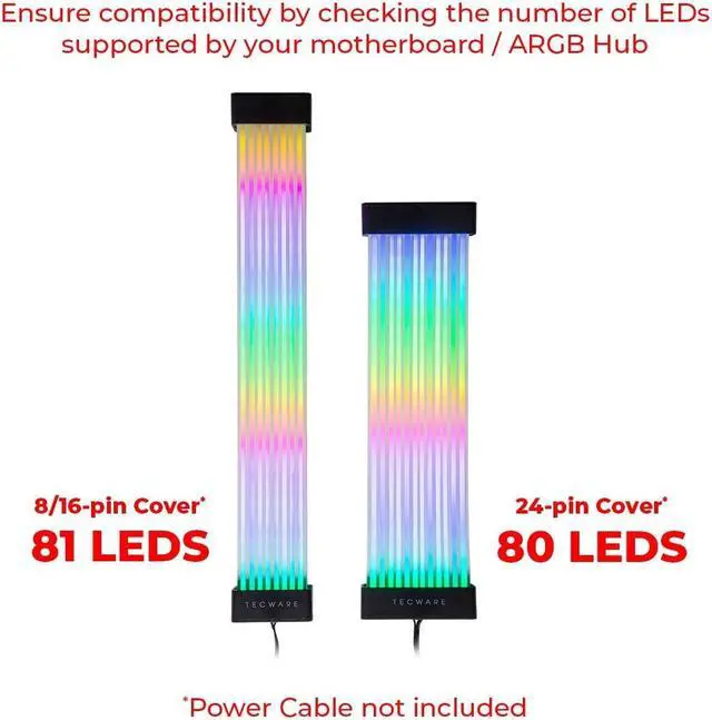 Alt view image 2 of 7 - Flex RGB PSU Extension Cable Cover Kit, Light Up LED Strip Set for GPU and Motherboard PC Cables, 5V 3 Pin ARGB Sync, Compatible with 8-Pin, 16-Pin, 24-Pin, Black