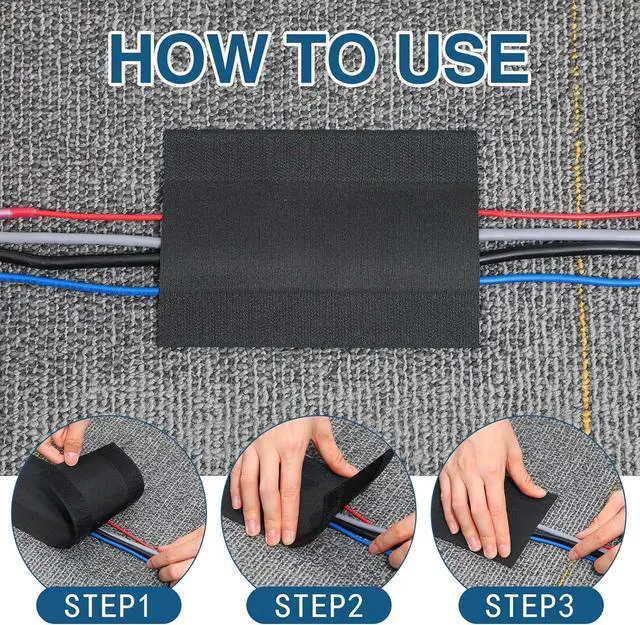 Alt view image 5 of 7 - Cable Grip Floor Cable Cover Cords Cable Protector Cable Management Only for Commercial Office Carpet (Black,147.64 ft)