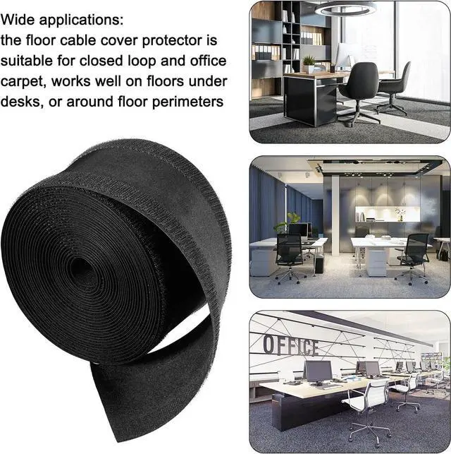 Alt view image 6 of 6 - Syhood Cord Cover Floor Cable Protector Carpet Wire Cover Floor Cable Management for Office Carpet Organized and Protect(4 Inch X 100 Feet,Black)