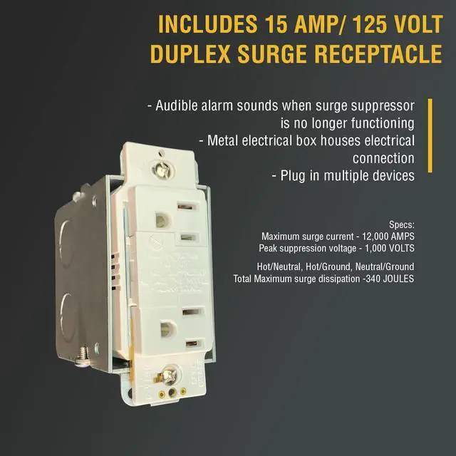 Alt view image 5 of 6 - COMM 45-8021-1S In Wall Connected Media Box - Recessed TV Outlet Box with Built-In Duplex Surge Protector Receptacle, High-Speed Connectivity Hub, Cable Management, Easy DIY Installation