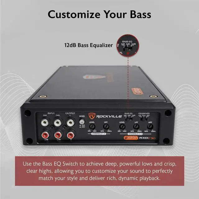 Alt view image 7 of 7 - RXD-F30 Micro Car/ATV Amplifier 2400w Peak 4 Channel 4x150W RMS