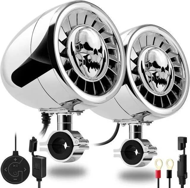 Main image of AS5-X Gen.3 All-in-One 600W Built-in Amplifier 5" Full Range Waterproof Bluetooth Motorcycle Stereo Speakers Audio Amp System, 1 to 1-1/4" Ape-Hanger Handlebar Harley Custom Touring Cruiser