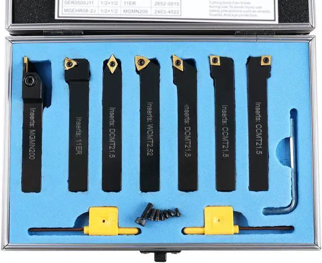 Alt view image 2 of 7 - 7 Pieces/Set 1/2'' Indexable Carbide Turning Tool Set in Fitted Box, 2387-2004