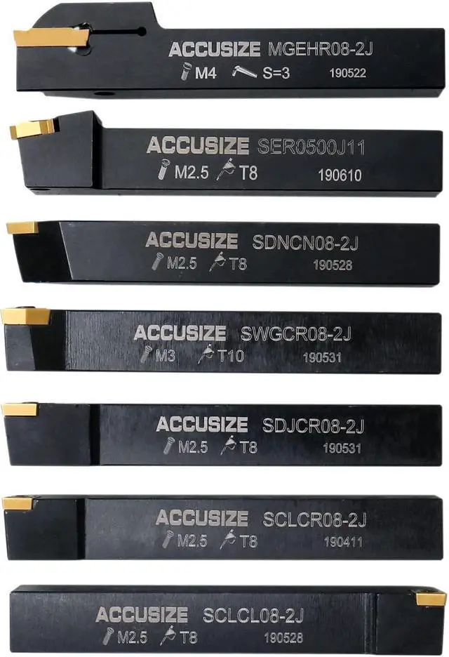 Alt view image 4 of 7 - 7 Pieces/Set 1/2'' Indexable Carbide Turning Tool Set in Fitted Box, 2387-2004