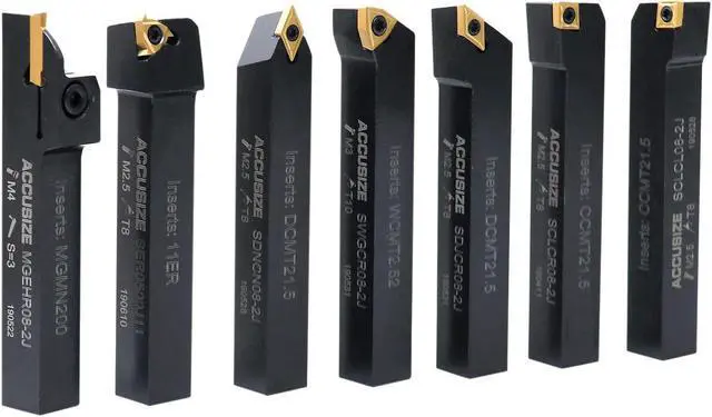 Alt view image 5 of 7 - 7 Pieces/Set 1/2'' Indexable Carbide Turning Tool Set in Fitted Box, 2387-2004