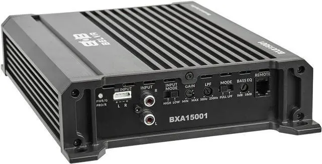 Alt view image 3 of 7 - BXA15001 1500W Peak BX-Series 2-Ohm Stable Class-A/B Monoblock Car Audio MOSFET Amplifier with Remote Subwoofer Level Control