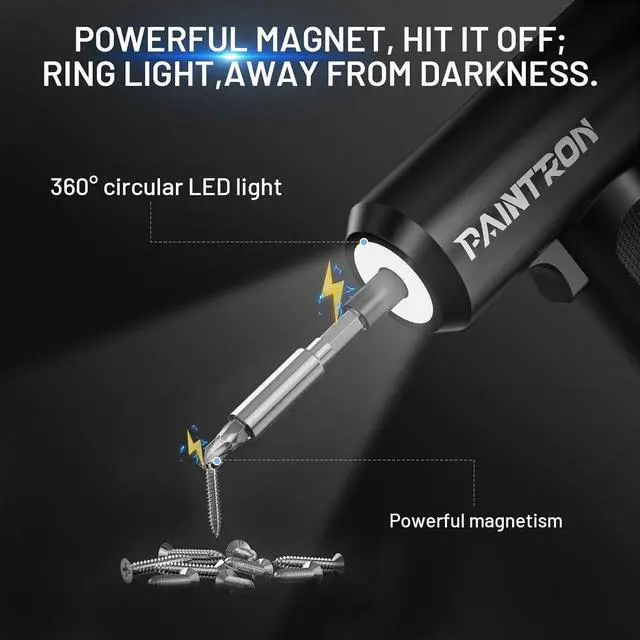Alt view image 5 of 6 - Electric Screwdriver Set,4V Cordless Rechargeable Screwdriver with 4.5 N.m Torque, 1500 mAh Battery USB-C, LED Light, 12 Bits for Furniture/Electrical Repairs