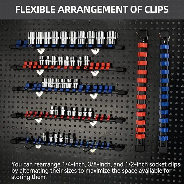 Alt view image 5 of 7 - Socket Organizer Drive ABS Tools - Socket Holder, Premium Quality 30 Pieces Socket Holders Kit 1/4-Inch x 160 Clips, 3/8-Inch x 150 Clips, 1/2-Inch x 120 Clips30PC,Mix-color)