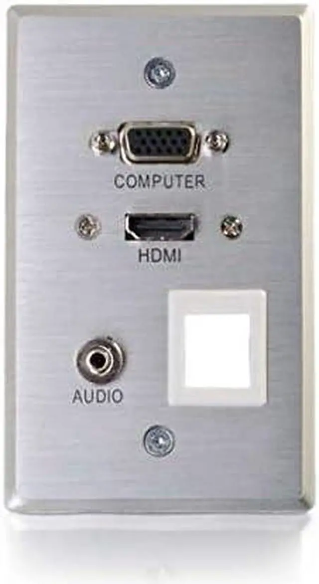 Alt view image 2 of 4 - C2G Legrand HDMI/VGA Wall Plate, Brushed Aluminum Pass Through Wall Plate, Single Gang Wall Plate, Computer Wall Plate, 1 Count, C2G 41013