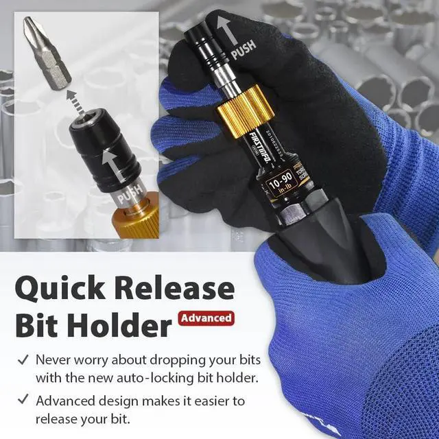 Alt view image 3 of 6 - H5188 Precision Certified Limited Torque Screwdriver with 1/4 Inch Universal Hex Bit Holder Quick Release Design, 10-90 in-lbs with Extra T-Handle