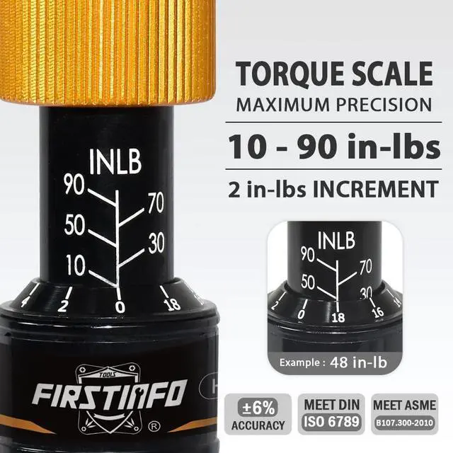 Alt view image 4 of 6 - H5188 Precision Certified Limited Torque Screwdriver with 1/4 Inch Universal Hex Bit Holder Quick Release Design, 10-90 in-lbs with Extra T-Handle