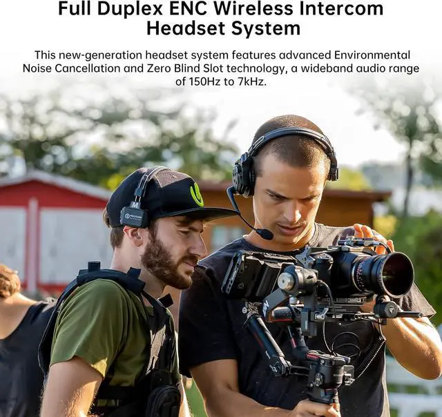 Alt view image 2 of 7 - Solidcom C1 Pro Wireless Intercom Headset System ENC Noise Cancellation Full Duplex 2-Person 1100ft Team Communication with PTT Mute Single Ear Headset for Church Drone TV Film Production