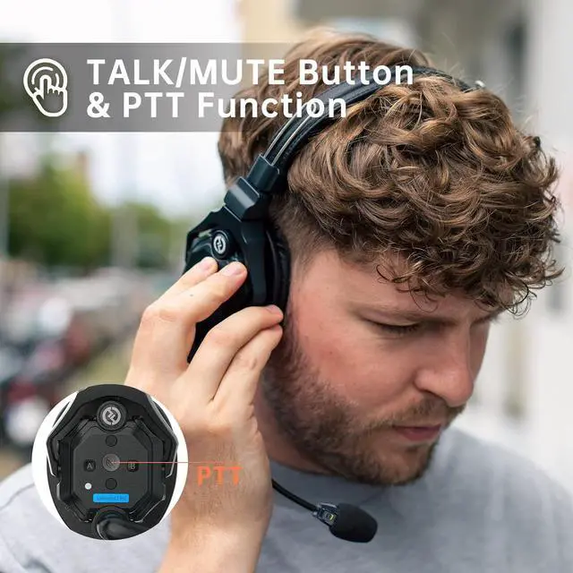 Alt view image 5 of 7 - Solidcom C1 Pro Wireless Intercom Headset System ENC Noise Cancellation Full Duplex 2-Person 1100ft Team Communication with PTT Mute Single Ear Headset for Church Drone TV Film Production