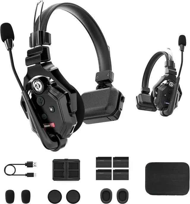 Main image of C1 2 Users 1100ft Full-Duplex Wireless Headset Intercom System for Team Communication Group Talk Single-Ear Headset with 1 Master & 1 Remote Headsets (C1-2S)