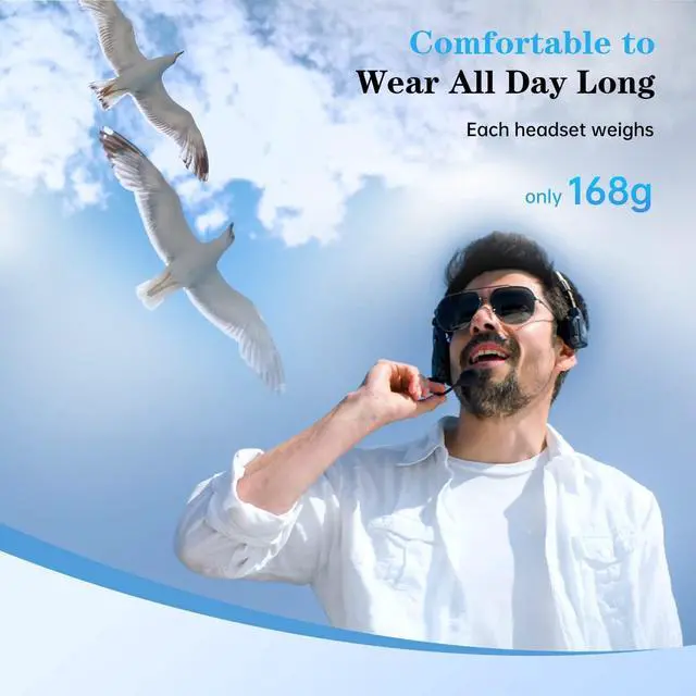 Alt view image 6 of 7 - C1 2 Users 1100ft Full-Duplex Wireless Headset Intercom System for Team Communication Group Talk Single-Ear Headset with 1 Master & 1 Remote Headsets (C1-2S)