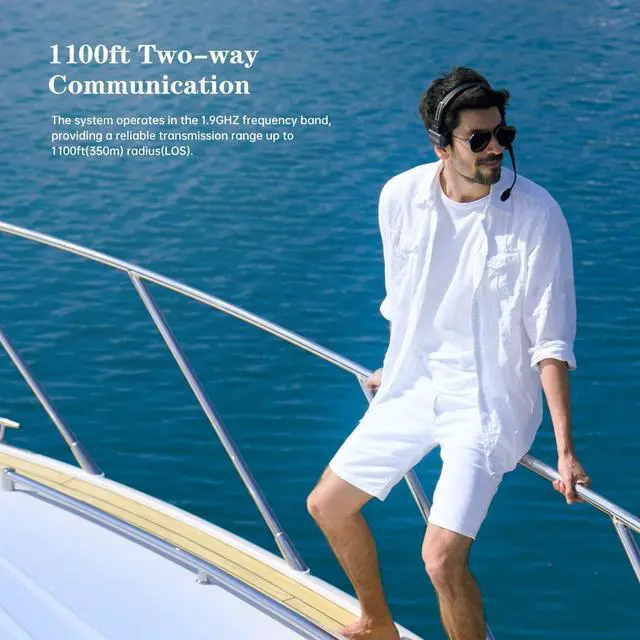 Alt view image 7 of 7 - C1 2 Users 1100ft Full-Duplex Wireless Headset Intercom System for Team Communication Group Talk Single-Ear Headset with 1 Master & 1 Remote Headsets (C1-2S)