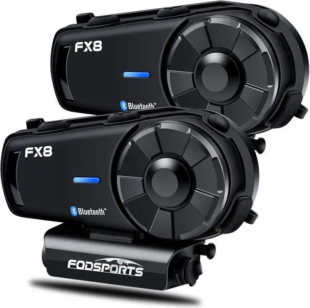 Main image of FX8 Motorcycle Helmet Bluetooth Headset with Music Sharing,Bluetooth Motorcycle Headset with EQ Sound/FM,Up to 8 Riders Group Intercom,Motorcycle Headset for ATV/Dirt Bike/Off Road/2pcs