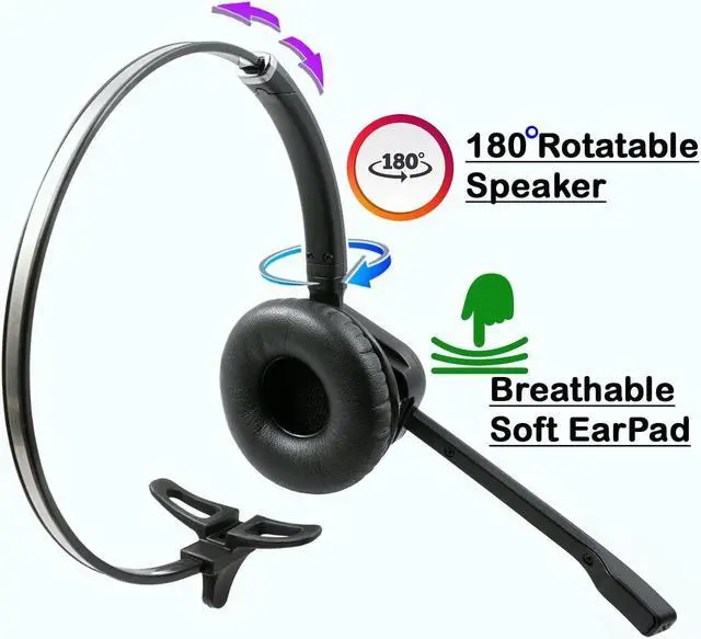 Alt view image 6 of 7 - Polycom Phone Wireless Headset Compatible with Poly Polycom VVX300, VVX310, VVX400, VVX410 and Any VVX Model with Remote Answering Cable (Pioneer)
